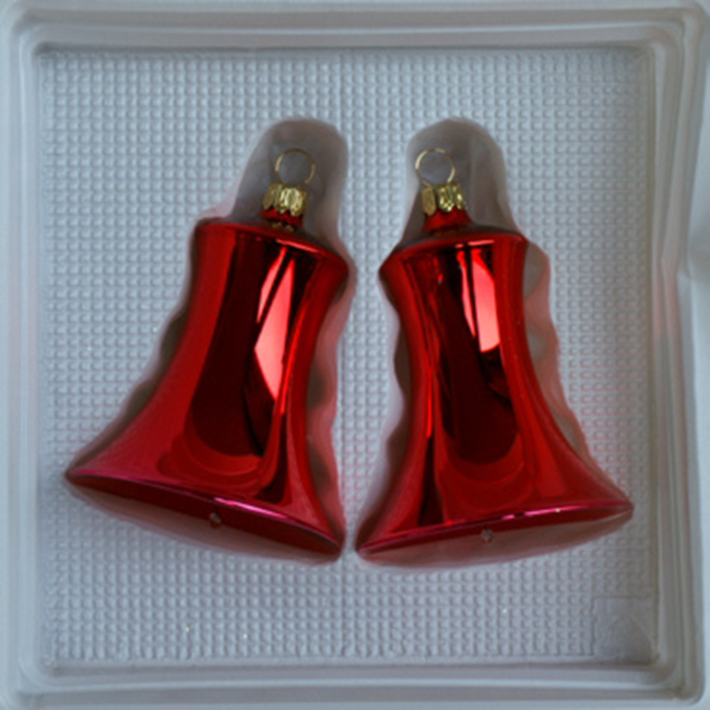 Lauschaer Glas-Christbaumschmuck - 2 Silberne Glocken Mit Blumen - Handgefertigt In Deutschland