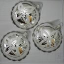 Kugeln silber mit Blumendekor, 3 Stück, d 8cm