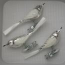 Vögel silber mit Dekor Glasschwanz, 3 Stück, L 11cm