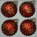 Kugeln rot matt mit Rankendekor, 4 Stück, d 7cm