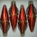 Oliven rot matt mit Rankendekor, 4 Stück, L 14cm