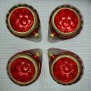 Kugeln mit Einstich rot glanz, matt, 4 Stück Reflexe, d 6cm