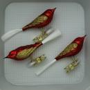 Vögel Glasschwanz rot glanz, matt, 3 Stück, L 11cm