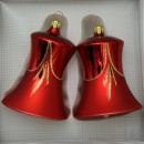 Glocken groß mit Schlägel rot glanz, matt, 2 Stück, d 7cm