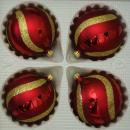 Kugeln dunkelrot matt mit Dekor, 4 Stück, d 7cm