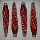 Eiszapfen dünn dunkelrot matt mit Dekor, 4 Stück, L 13cm