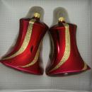 Glocken groß mit Schlägel dunkelrot matt mit Dekor, 2 Stück, d 7cm