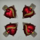 Herzen klein dunkelrot matt mit Dekor, 4 Stück, L 5,5cm