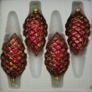 Tannenzapfen dunkelrot matt mit Dekor, 4 Stück, L 9cm