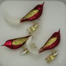 Vögel dunkelrot matt mit Dekor Federschwanz, 3 Stück, L 11cm