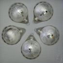 Kugeln Eislack weiß mit Kerzendekor, 5 Stück, d 5cm, Christbaumschmuck,