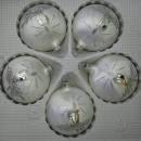 Kugeln Eislack weiß mit Kerzendekor, 5 Stück, d 6cm