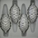 Tannenzapfen Eislack weiß mit Dekor, 4 Stück, L 9cm