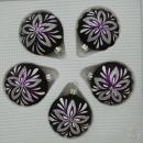 Kugeln lila matt mit Blumendekor, 5 Stück, d 5cm
