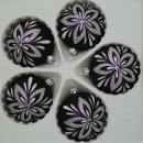 Kugeln lila matt mit Blumendekor, 5 Stück, d 6cm