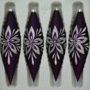 Oliven lila matt mit Blumendekor, 4 Stück, L 14cm