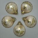Kugeln Eislack champagner mit Kerzendekor, 5 Stück, d 5cm