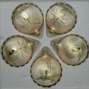 Kugeln Eislack champagner mit Kerzendekor, 5 Stück, d 6cm