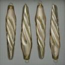 Eiszapfen dünn Eislack champagner mit Dekor, 4 Stück, L 13cm