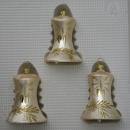 Glocken klein mit Schlägel Eislack champagner mit Kerzendekor, 3 Stück, d 5cm