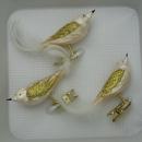 Vögel Federschwanz Eislack champagner mit Dekor, 3 Stück, L 11cm