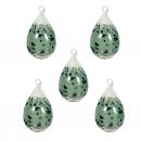 Osterei mit Glasöse und Granulat, opalgrau mit dunkelgrün h. ca. 8cm , 5 Stück