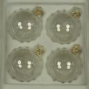 Kugeln klarglas mit Schmuckhütchen, 4 Stück, d 7cm