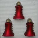 Glocken klein mit Schlägel uni dunkelrot matt, 3 Stück, d 5cm