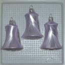 Glocken klein mit Schlägel uni Eislack flieder, 3 Stück, d 5cm