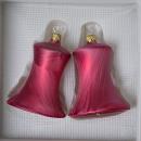 Glocken  groß mit Schlägel uni Eislack beere, 2 Stück, d 7cm, 2. Wahl