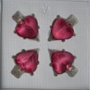 Herzen klein uni Eislack beere, 4 Stück, L 5,5cm, 2. Wahl