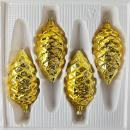 Tannenzapfen uni gold glanz, 4 Stück, L 9cm