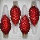 Tannenzapfen uni rot matt, 4 Stück, L 9cm