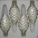 Tannenzapfen uni weiß matt, 4 Stück, L 9cm