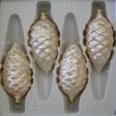 Tannenzapfen uni Eislack champagner, 4 Stück,L 9cm